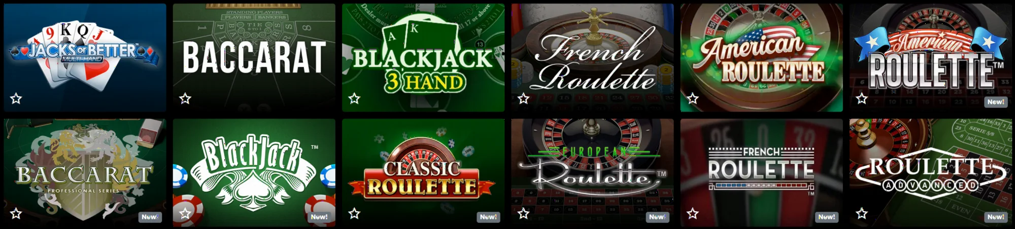 MagicWin virtual table games selection